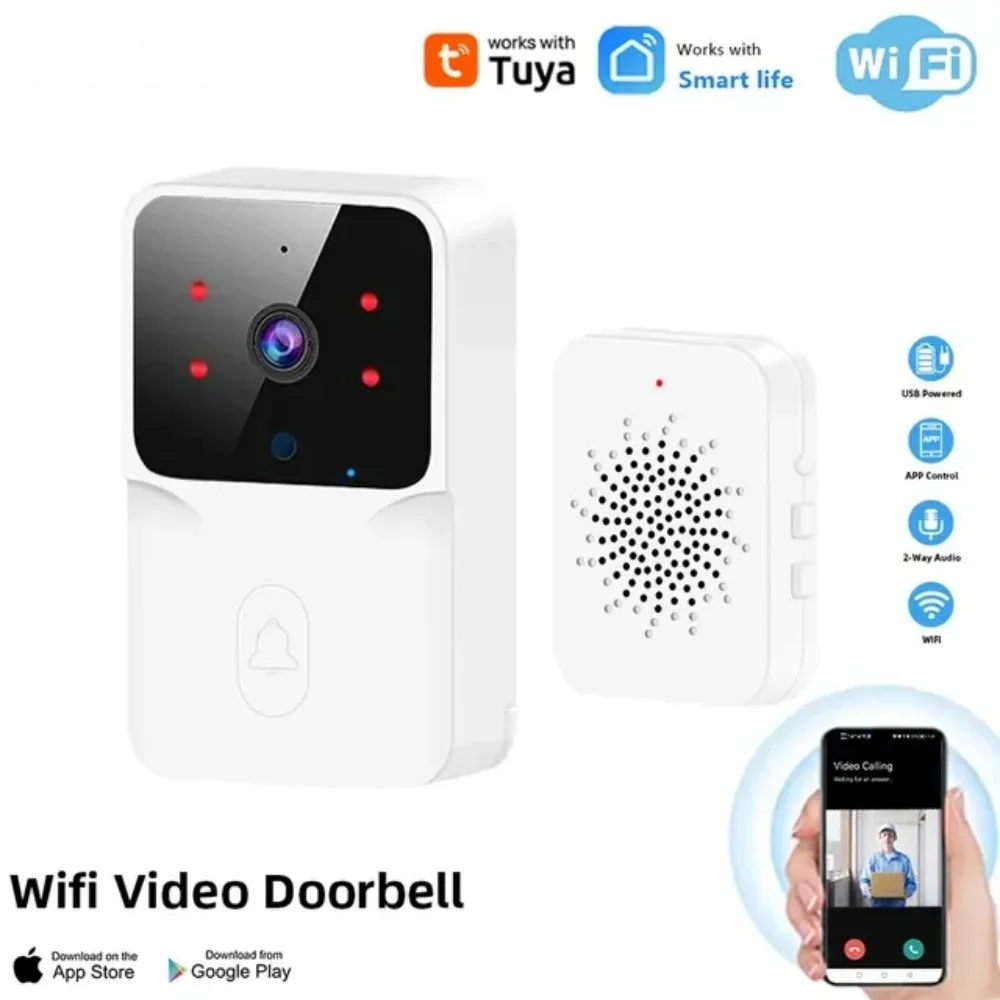 Videocitofono WiFi Telecamera HD wireless Rilevazione movimento PIR Allarme IR Sicurezza Campanello per porta Smart Home Citofono WiFi per la casa