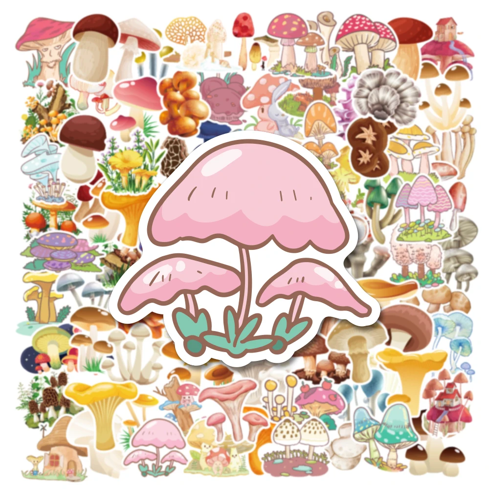 10/30/50/100 PCS Colorful Mushrooms Stickers for Skateboard Laptop Guitar Luggage Bike Scrapbook Cartoon Plants Decal Kid Toy