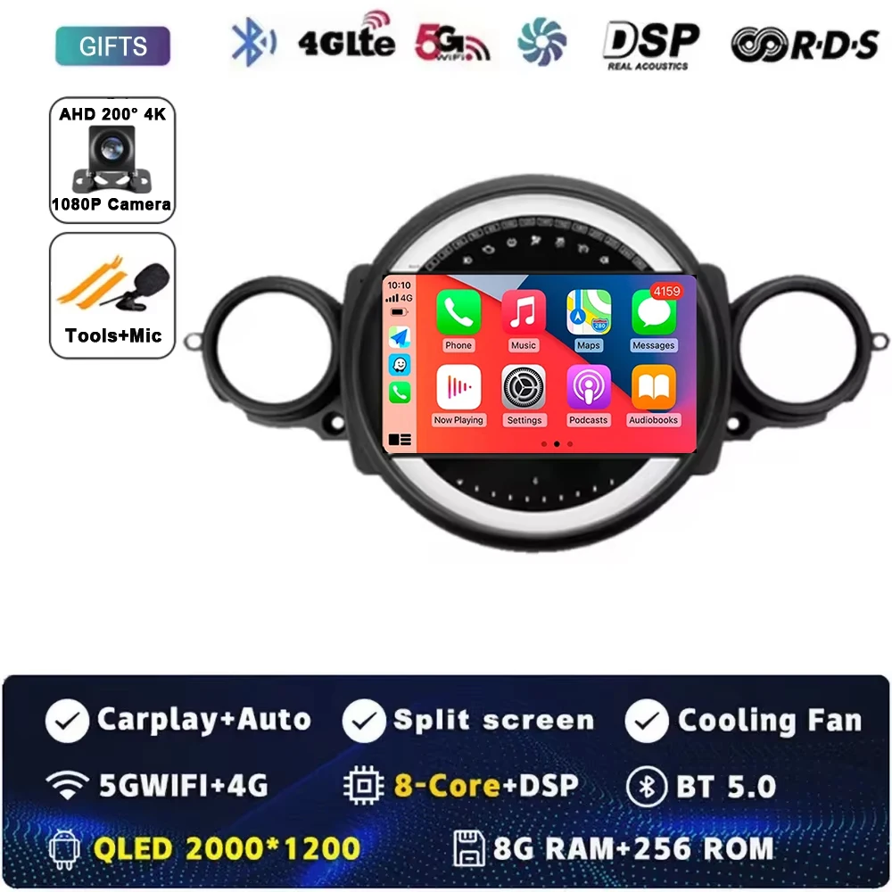 Android 15 Voor BMW MINI COOPER R56 R60 2007-2014 2 K QLED Android Autoradio Multimedia stereo Speler AI Voice CarPlay Head Unit