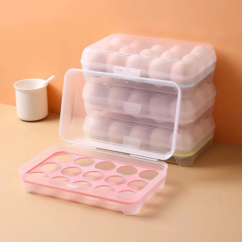 6/15Grid Refrigerator Egg Box Fresh-keeping Box Stackable Plastic Egg Protection Tray PP Material Hand-held Eggs Storage Tray