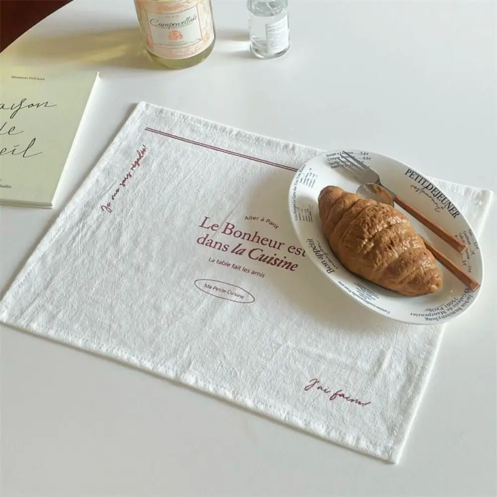 1PC New Soft Printed Placemats Cotton French photo background cloth Square Coasters Table Decor