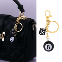 Black 8 Billiard Bag Charm Keychain Mini Ball Dice Keychain Resin Pendant Key Chain Decorative Jewelry Gift Accessories