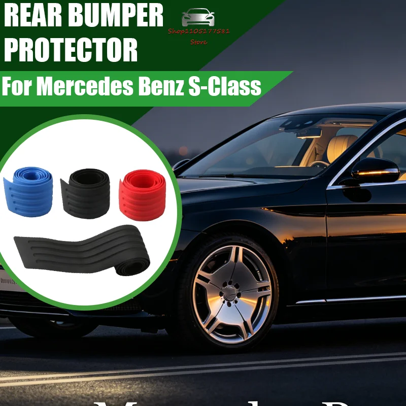 

For Mercedes Benz S-Class Car Trunk Door Sill Plate Protector Anti-Scratch Rear Bumper Guard Rubber Mouldings Pad Trim
