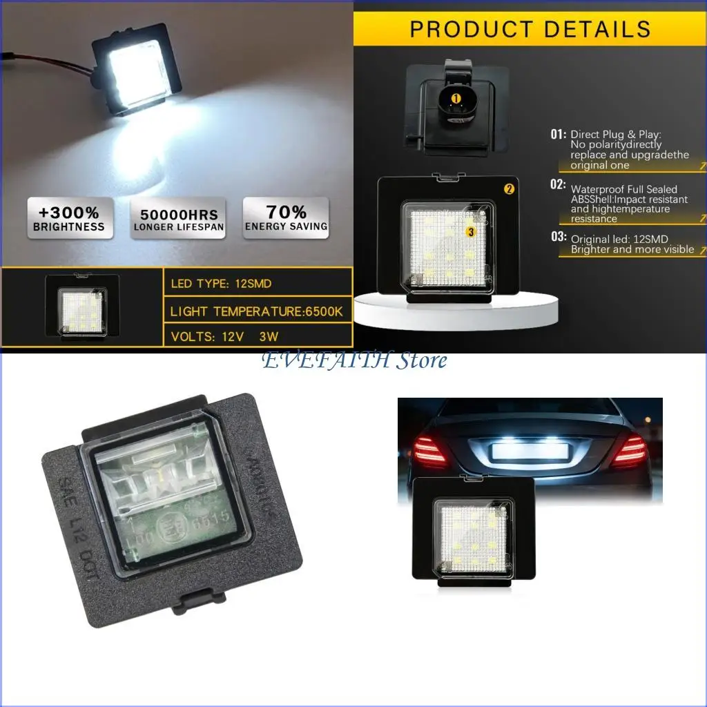 

124B 0999068400 Rear Trunk Lid License Plate Light Car LED License Plate Light Enhanced Visibility Long Lasting Performances