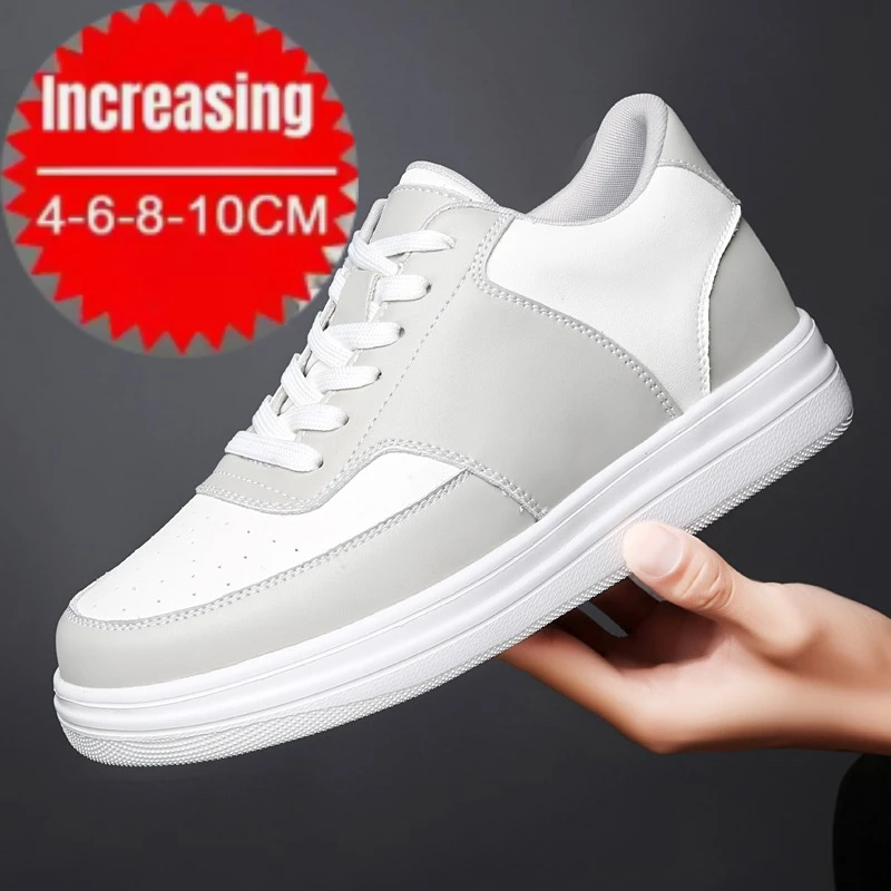 

Men Leather Heightening Elevator Shoes Breathable Mesh Height Increase Thick Sole Shoes Man Height Insole 6/8/10CM Men Sneakers