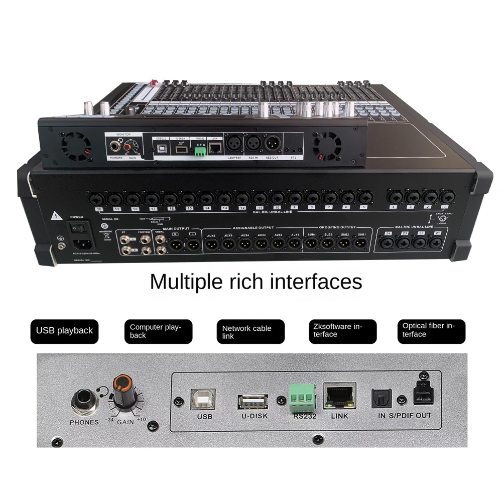 T24 Channel Professioanal Digital Mixer Dj Controller Mixer Audio Sound Mixing Table Card Professional PC Digital Console