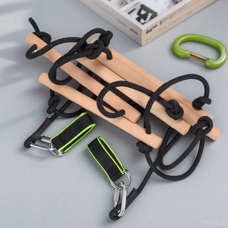 1Set Kids Climbing Rope Ladder Wooden Playground Climbing Frame Outdoor Activity Equipment for Children Physical Coordination