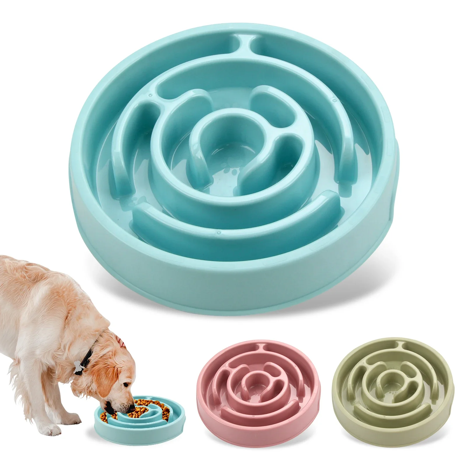 

Pet Dog Slow Feeder Bowl Fun Non Slip Anti-Gulping Slower Food Feeding Dishes Eco Dog Bowl for Large Medium Small DogsPuppy NONE