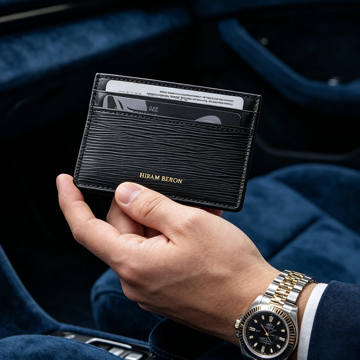 Custom Name Luxury Genuine EPI Leather Minimalist Card Holder for Men Small Wallet Gift for Friends Wholesale Dropshipping