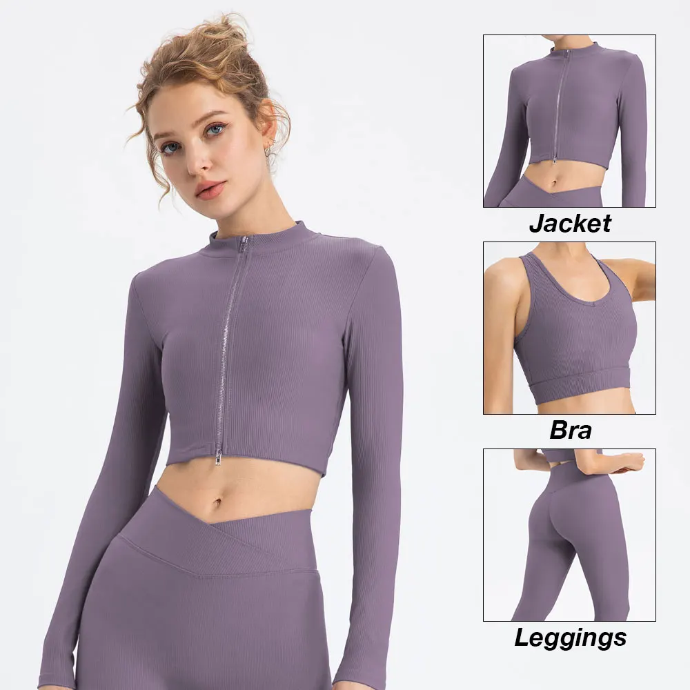 

3PCS Sport Yoga Set Soft and Breathable High Waist Fitness Gym Suit Sportwear Women Set Workout Clothes for Women Tracksuit