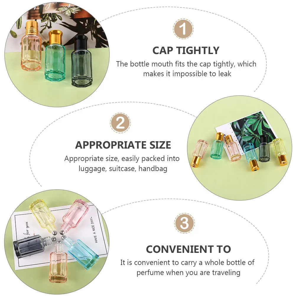 

6Pcs 10Ml Glass Roller Bottle Tight Seal No Leakage Essential Oil Perfume Subpackaging Bottle Easy to Clean and Fill