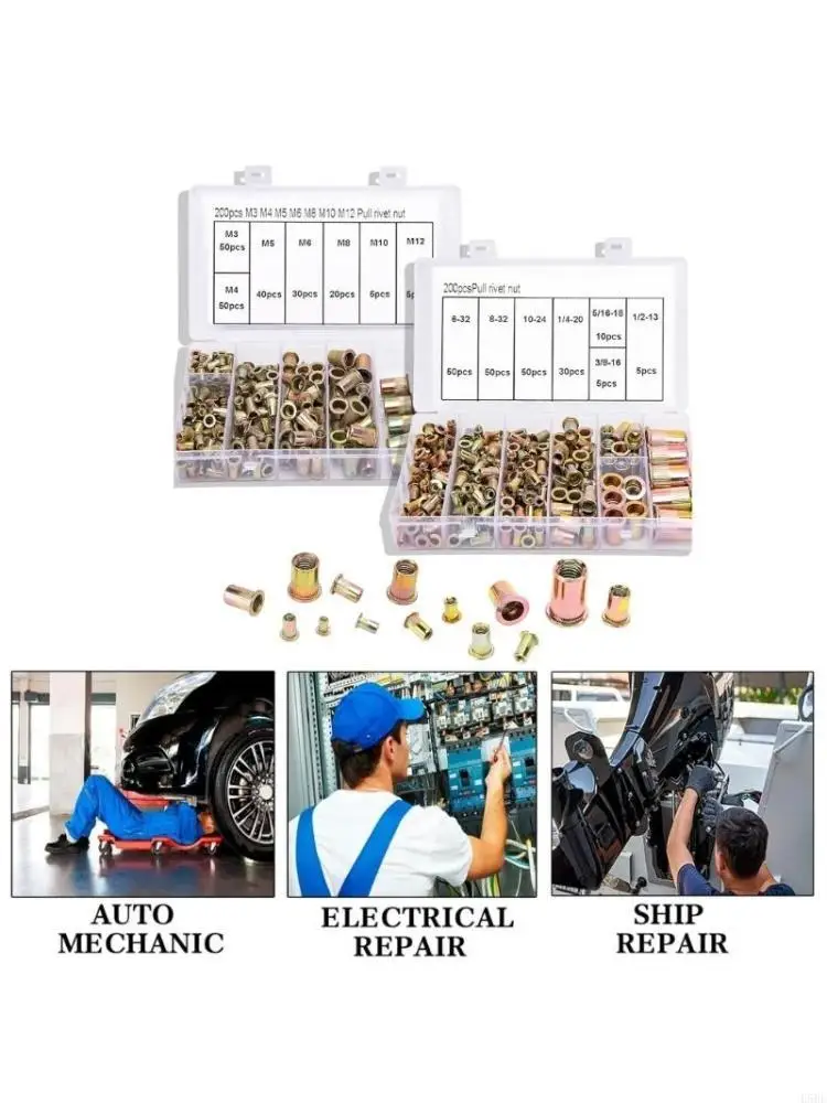 

E5BE Professional 400pcs прочные углеродистые стальные заклепы