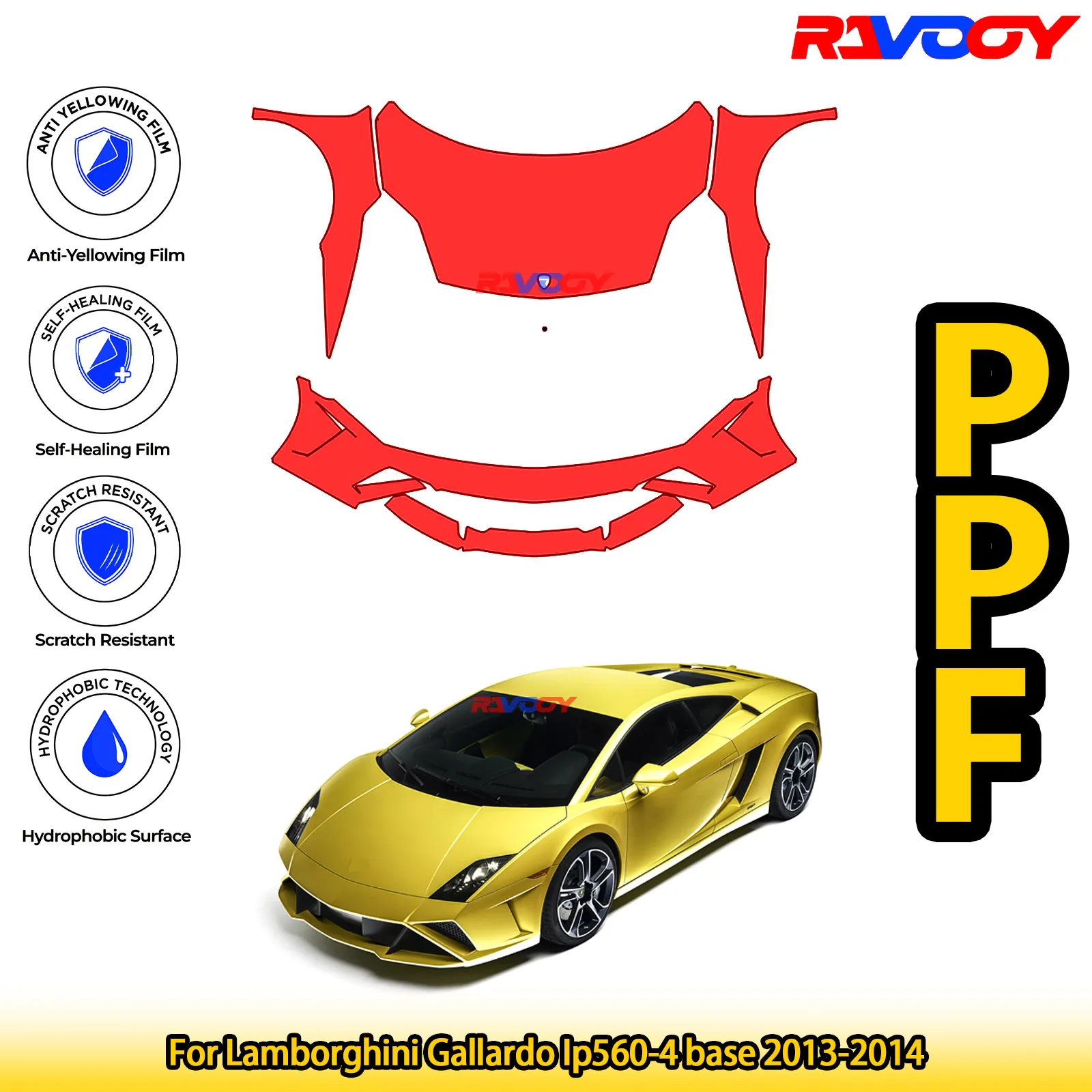 

For Lamborghini Gallardo Ip560-4 base 2013-2014 Glossy Matte Black Precut front PPF Kit Paint Protection Film