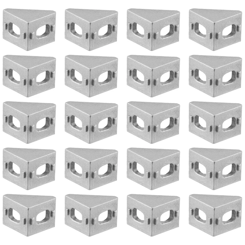 20Pcs 2020 Corner Fitting Angle Aluminum 20 X 20 L Connector Bracket Fastener Match Use 2020 Industrial Aluminum Profile