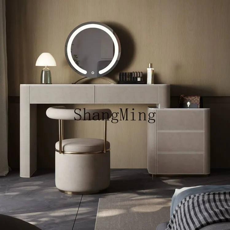 

CL Light Luxury Makeup Table New Bedside Table Integrated High-End Rock Board Minimalist Bedroom Dressing Table Light Luxury