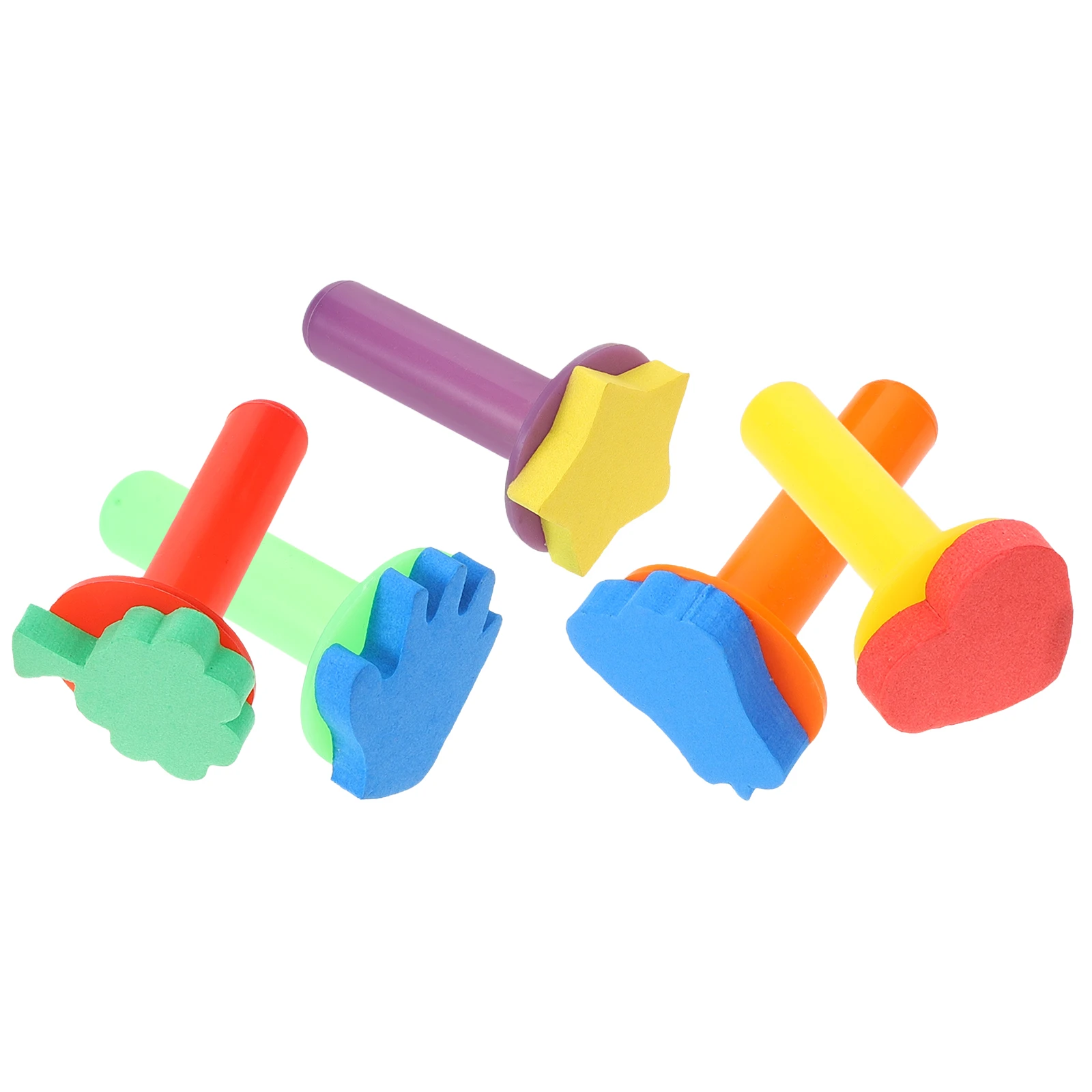 

5pcs Sponge Brush Drawing Sponges Stamper Craft Plastic Kids Supplies Child Painting Cartoon Patterns Tools Paint Sponges