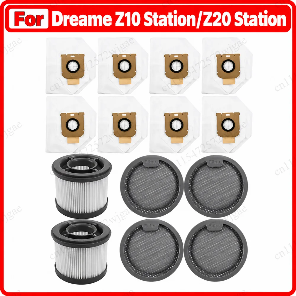 Replacement Parts for Dreame Z10 Station/Z20 Station Roller Brush, Front and Rear Filters, Dust Bag Robot Vacuum Parts