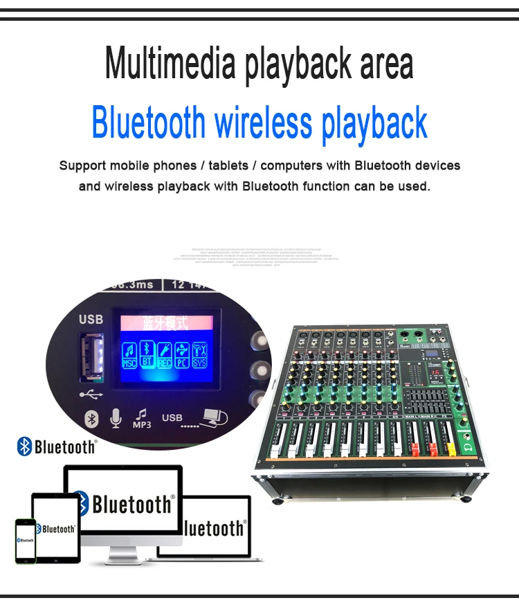 GAX-MK280 Professionele 8 mengpaneel 2 * 500 W koffer Power Mixer Udio Mixer voor Live DJ Club Streaming Studio Mic