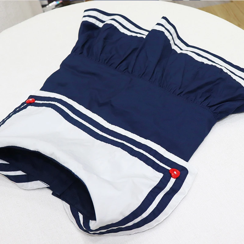 ربيع الخريف مصمم جميل ريترو كلية البحرية طوق أنثى الكلب فستان ل فستان البلدغ قصير وأنيق جودة عالية #3