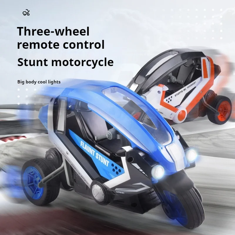 Children'S Three-Wheel Stunt Remote Control Motorcycle Electric Toy 15 Hours/Km High Speed Drift Flip Skill Car 1:8 Model  Gifts