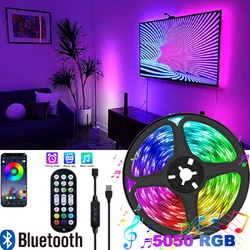 Bande Lumineuse LED avec Bluetooth SMD5050, pour Décoration de Salle, TV, Écran de Bureau, Rétro-Éclairage, Musique, Diviseur, Contrôle, Document Proxy, DC 5V