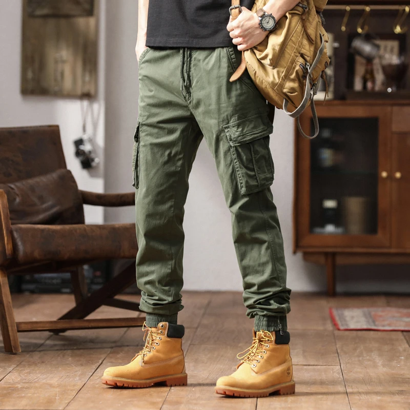 

Универсальные весенне-летние мужские рабочие брюки, брюки узкого кроя, универсальная и простая американская повседневная мужская одежда в стиле хип-хоп.