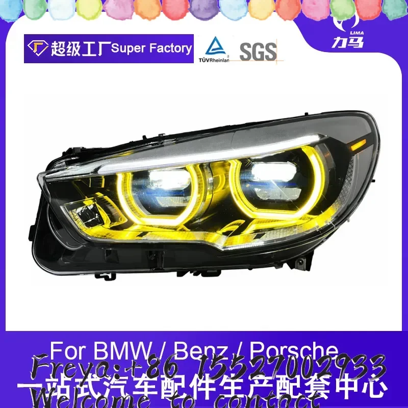 Suitable for 10-17 5 Series GT F07 modified angel eye double lens two-color headlight assembly