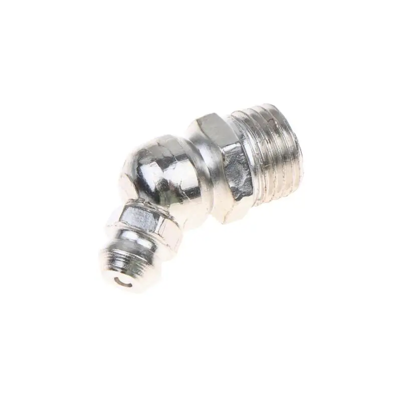 10 Stück M6 Eisen-Zink Hydraulik-Schmiernippel-Armaturen 45-Grad-Winkel-Schmiernippel-Armaturen mit Staubschutzkappen – Detail 7