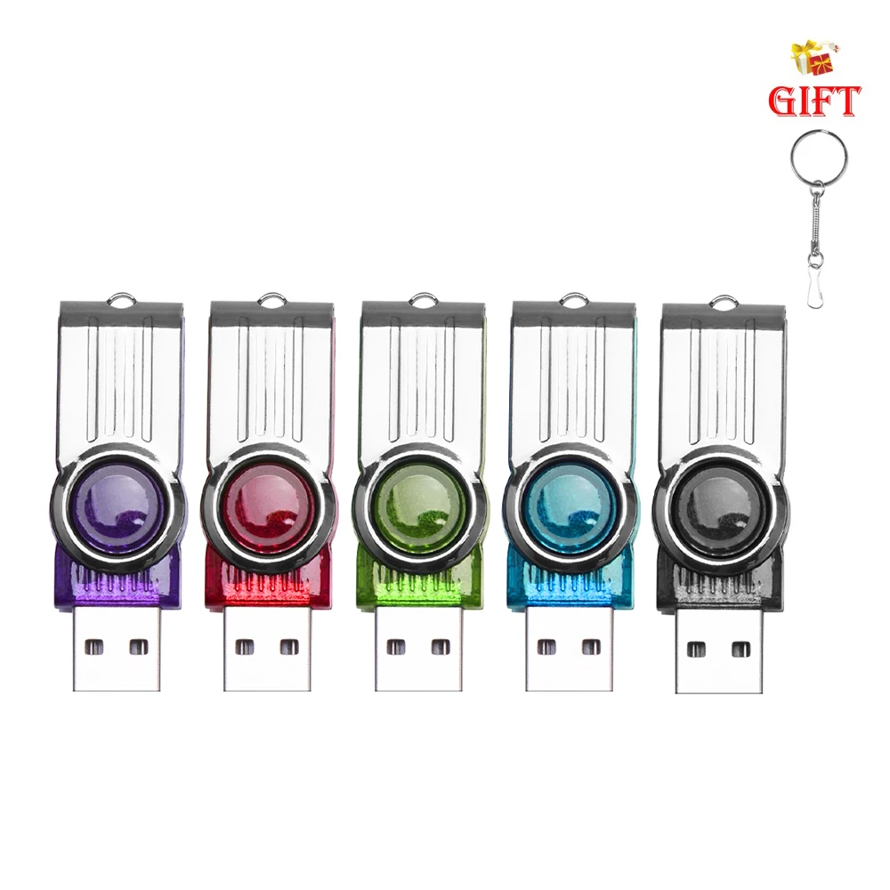 

Rotatable USB Flash Drive 128GB Free Key Chain Memory Stick Black Red Pen Drive 64GB Purple Green Pendrive 32GB Blue U Disk 16GB