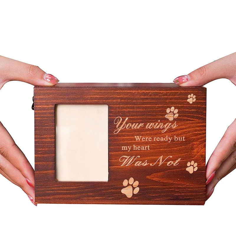 ABUL-Pet Urns For Dog Cats Ashes, Loss Pet Memorial Remembrance Gift, Photo Frames Urns Wooden Pet Memorial Box