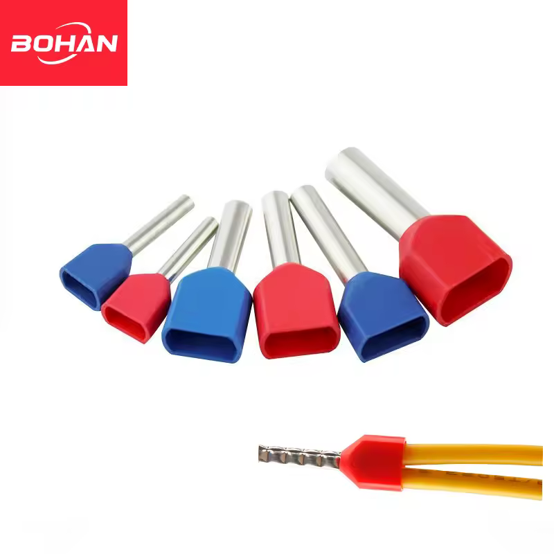 Embouts isolés en cuivre rouge, 100 pièces, extrémité de cordon, Terminal à sertir, connecteur à Double fil, broche, connecteur de câble électrique TE7508 DGTVE