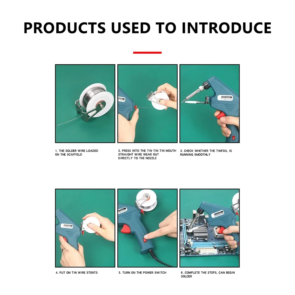 Set di strumenti di riparazione per pistola per saldatura elettronica 60W 480 ℃ saldatore manuale endotermico alimentatore automatico per stagno