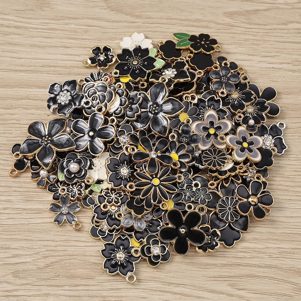 Mixed Flower Pendants for DIY Jewellery Making, 10Pcs