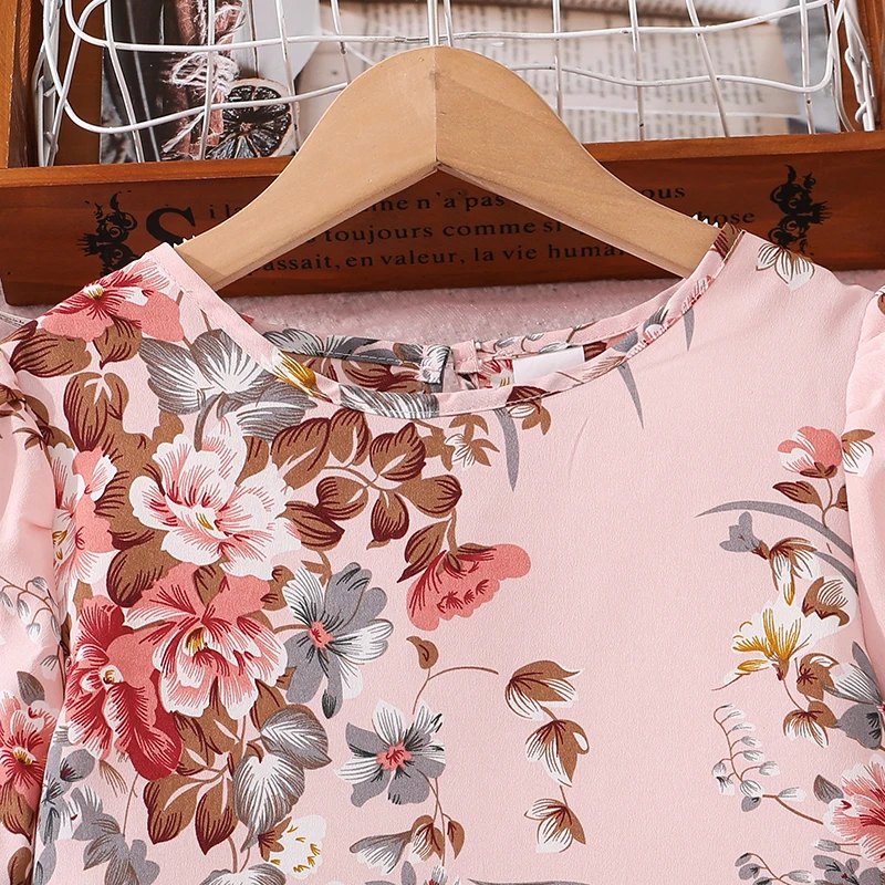 Kids Casual Dress for Girls 2024 New Spring Autumn Teenager Full Printing Long-Sleeved Dress Princess Dress Kids Daily Clothes