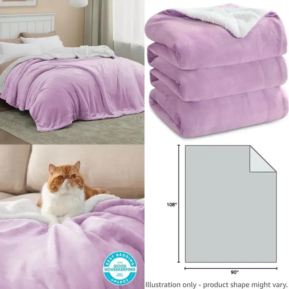 

Плед из шерпа King Size - плюшевый лавандовый плед для женщин, теплый и уютный для зимы, 108x90 дюймов