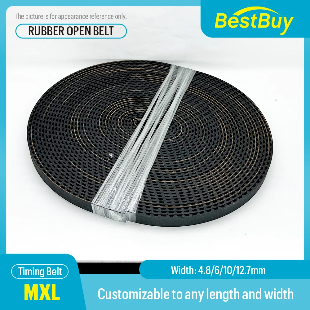 

MXL Open Timing Belt Trapezoid Synchronous Pulley 4.8/6/10/12 Width 7m Pitch 2.032mm Rubber Neoprene Fiberglass T2MXL