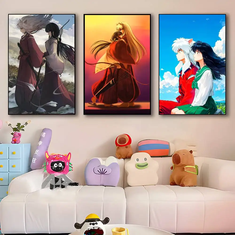 Classic Anime I-Inuyasha And Kikyo Manga Posters HD Print Vintage Wall Art Decor for Home Study Room