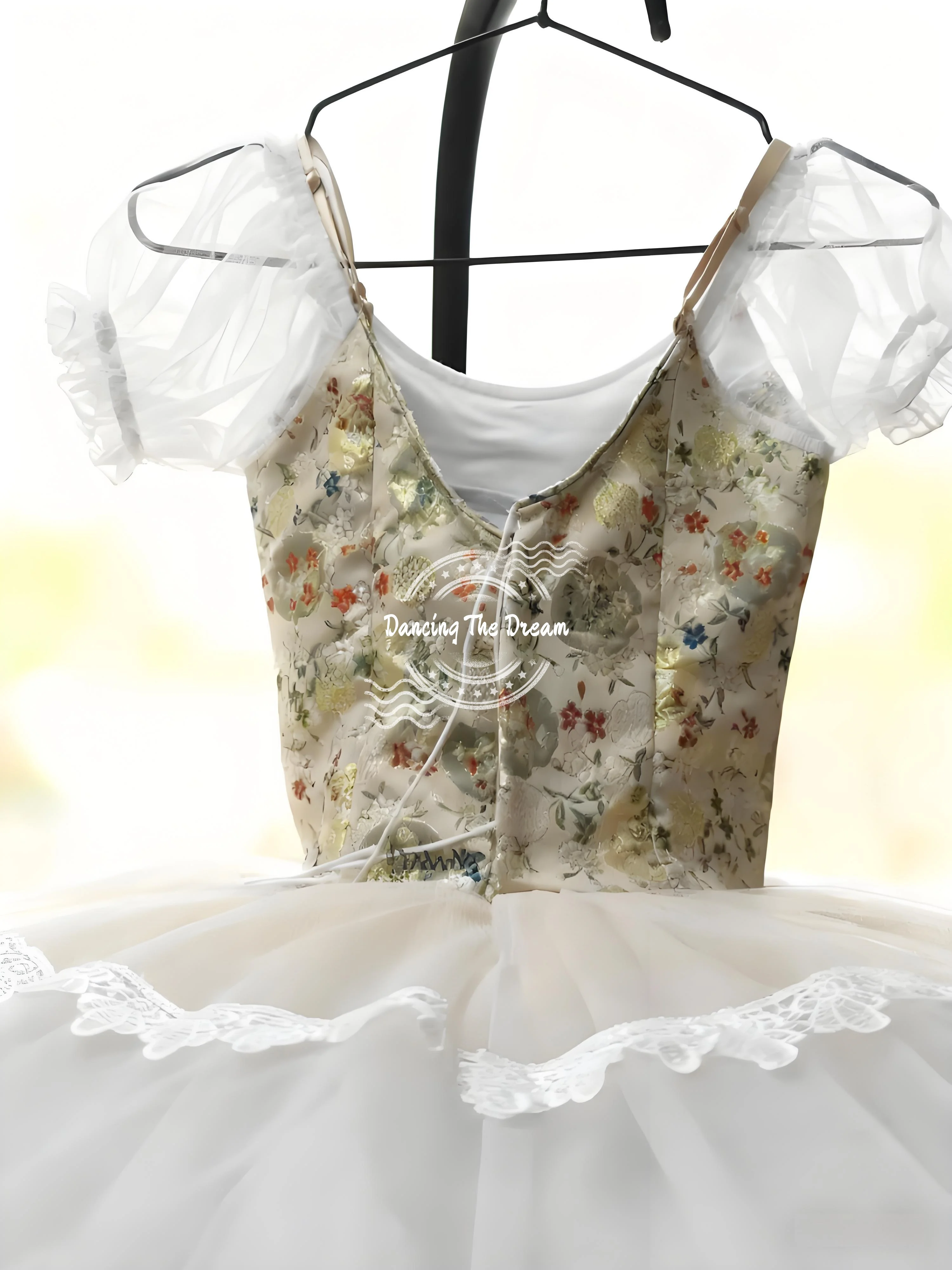 Bloemen verfraaide kanten touw trim ballet tutu jurk