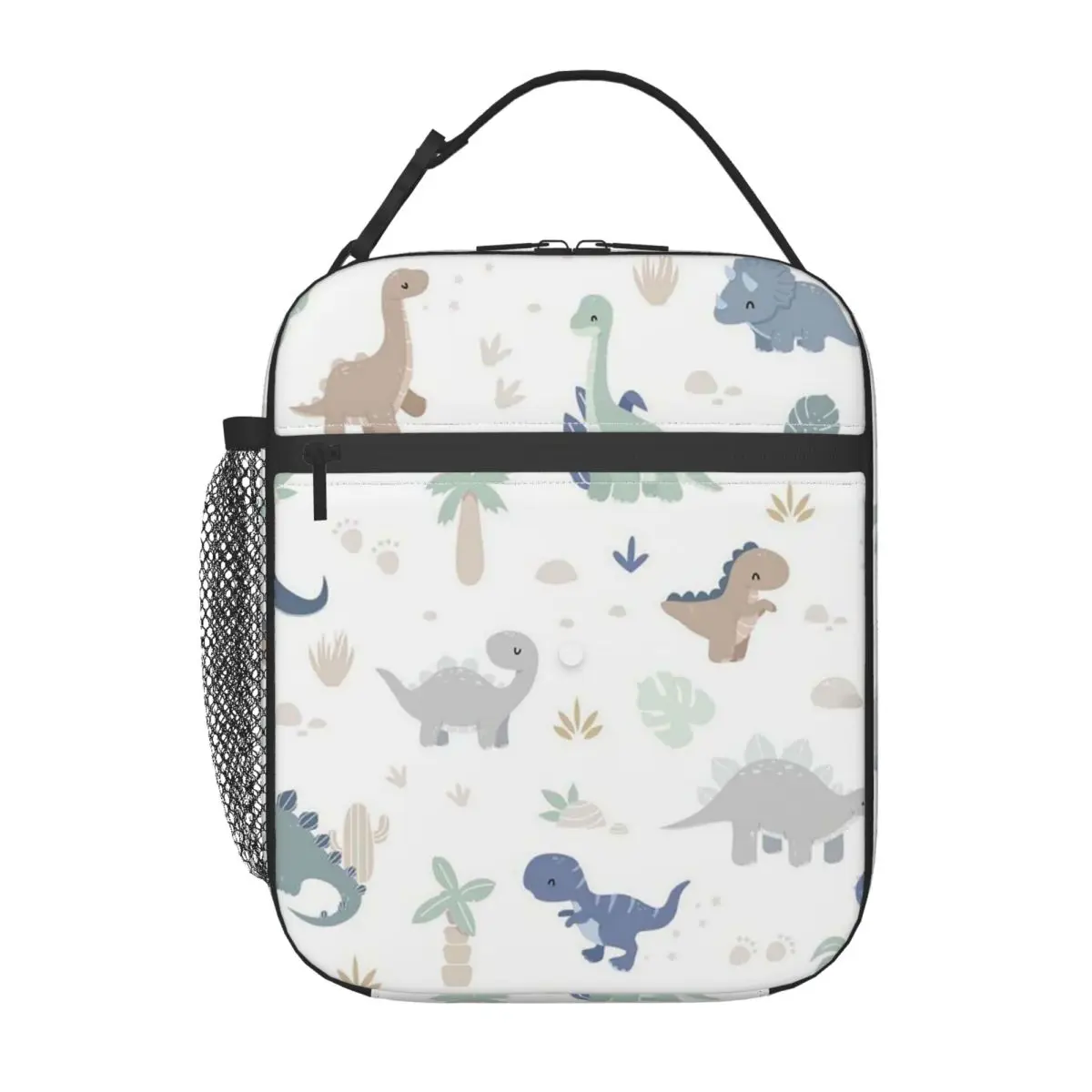Cartoon Light Color Dinosaur Pattern Insulated Lunch Bag for Women Kids Portable Food Boxes Thermal Lunch Box Tote