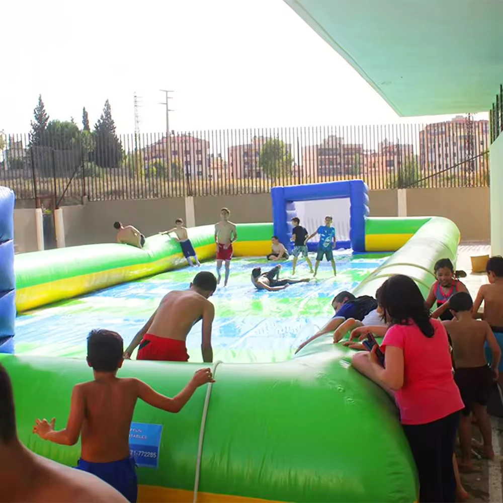 

Football Pitch Inflatable Popular Fun Interactive Game Inflatable Soap Soccer Field for Tournaments