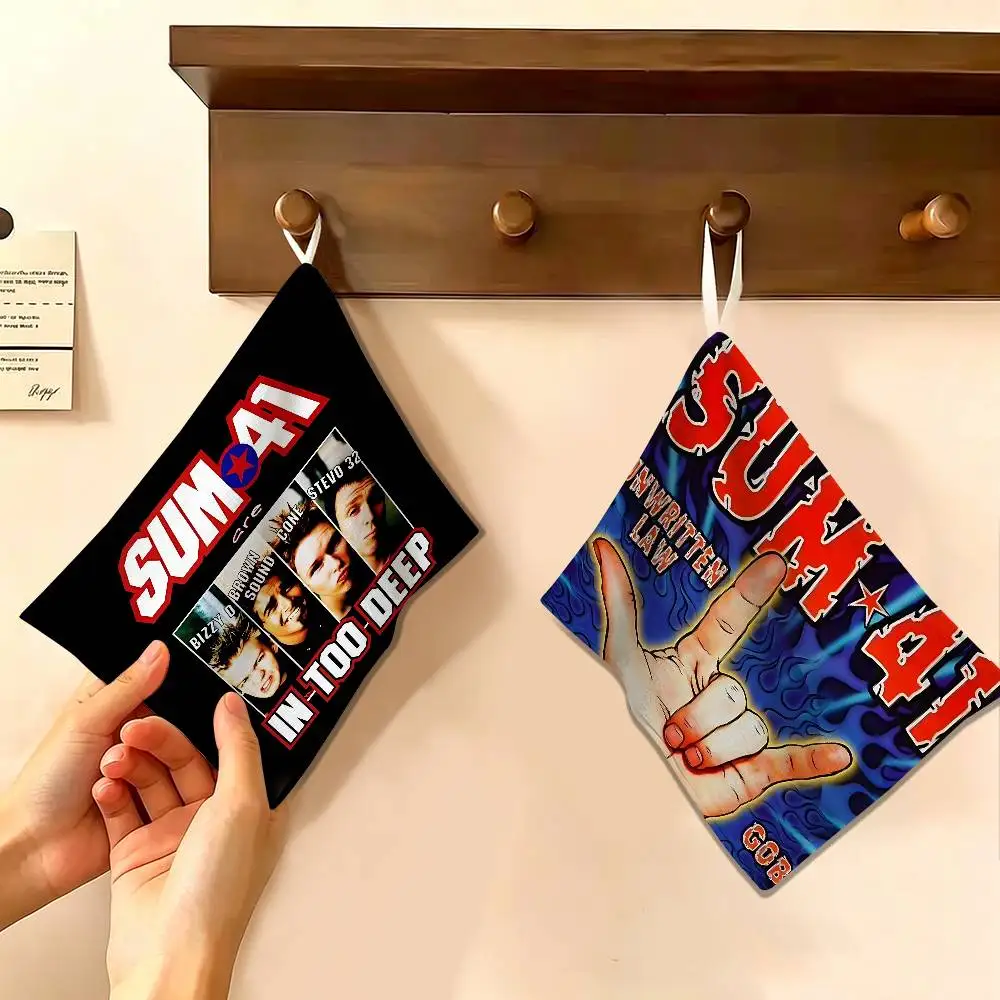 Band good S-SUM 41 Polyester Cotton Hanging Kitchen Towel, Skin Friendly Hand Wiping Towel for Hotel Cafe Household