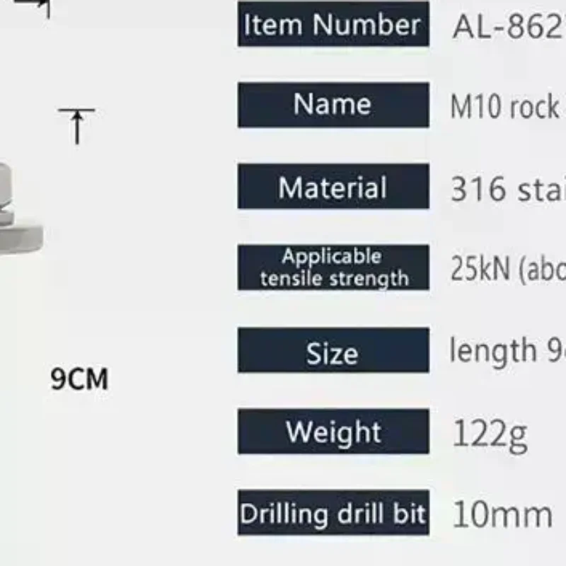 304 Stainless Steel M8 M10 M12 Rock Piton Climb Anchor Point Nut Anchor Bolt Hanger Plate Expansion Nail Caving Climbing Rigging