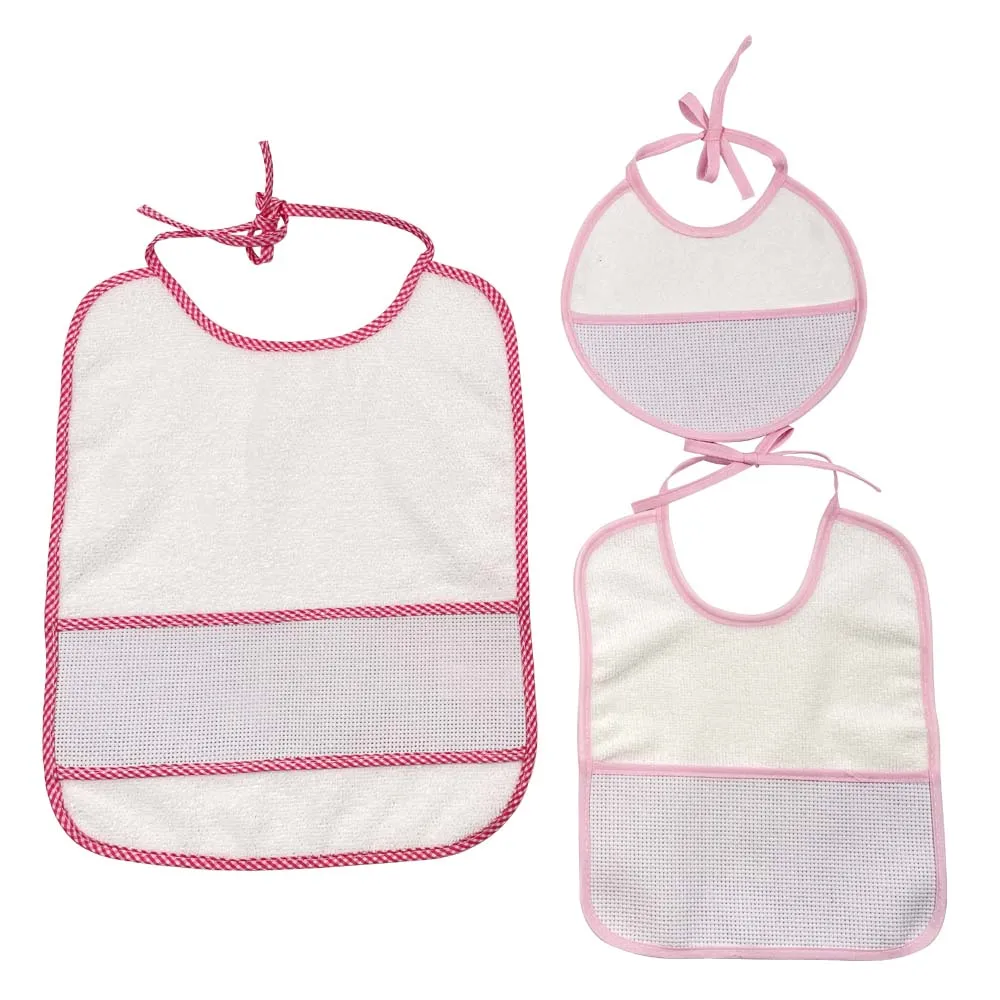 

Free Shipping Cross Stitch Bibs Pink Waterproof Baby Infant Saliva Towels Bebe DIY3 PCS/SetYB170005