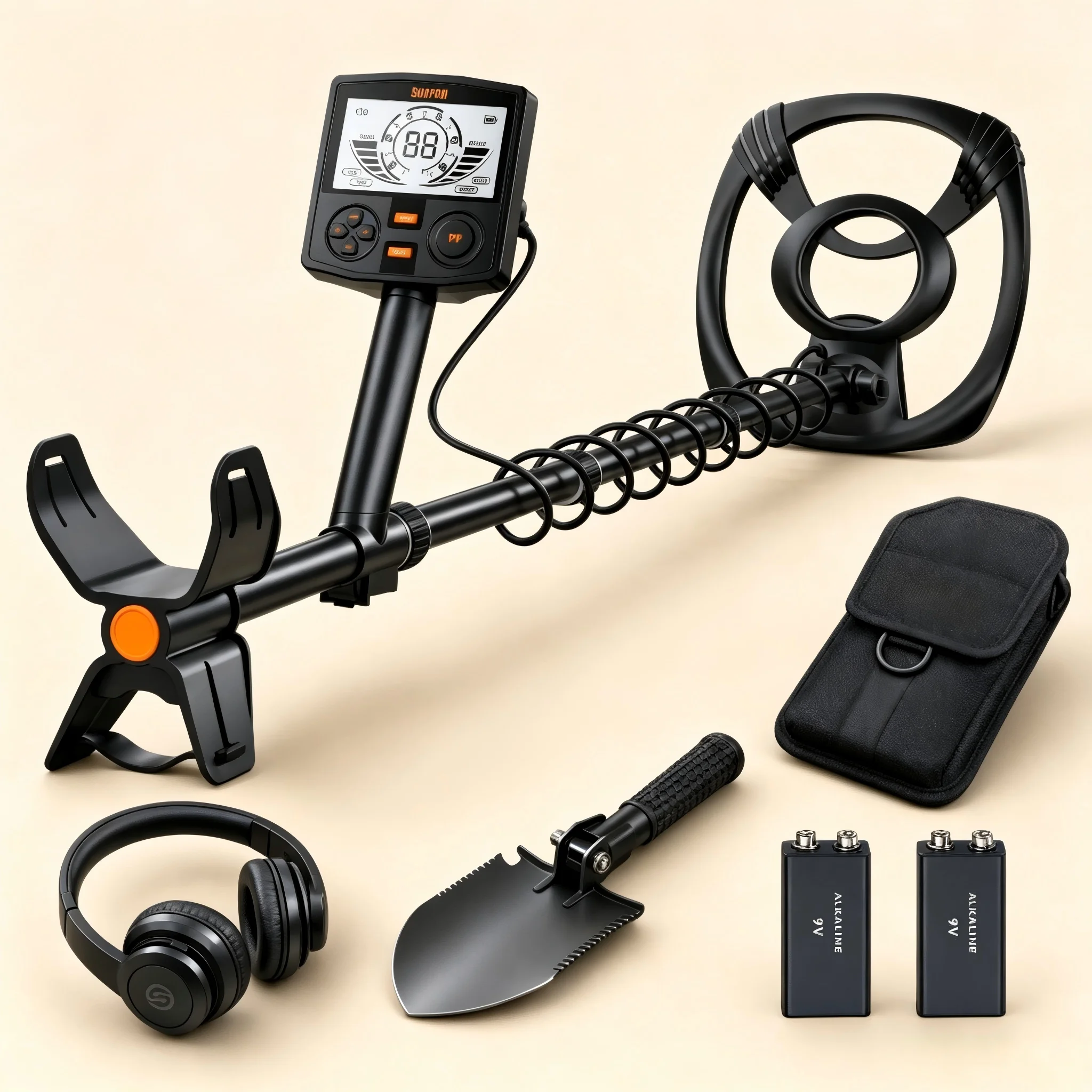 SUNPOW Professioneller unterirdischer Metalldetektor für Erwachsene, 30cm IP68 Spule, 25cm Detektionstiefe, DSP-Chip,5 Modi, Doppel-LCD. Hochgenauer Golddetektor für Schatzsuche, Münzen und Relikte.