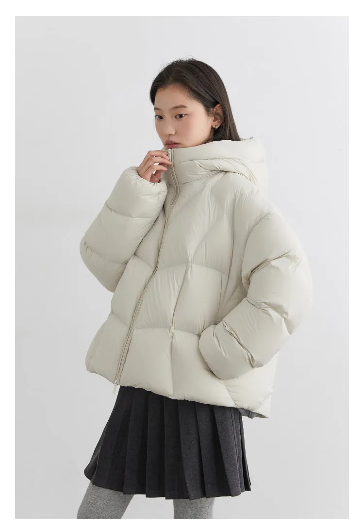 CHIC VEN Fashion Women Down Coats Solid Short Loose Casual Hooded Female Down Jacket 90 White Duck Down Autumn Winter 2025
