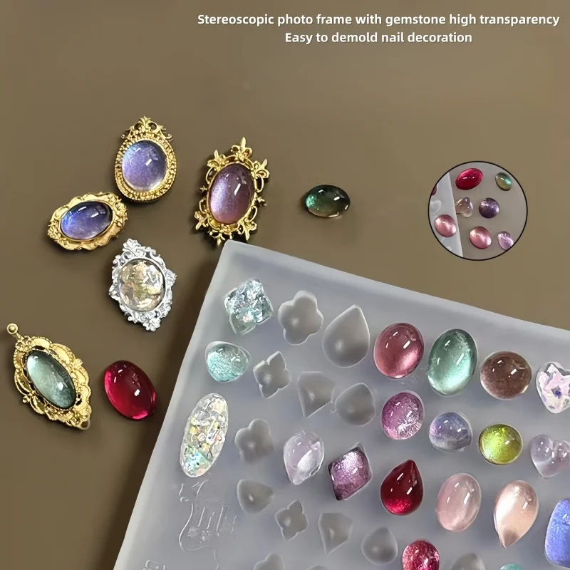 Cadre photo rétro, coquille baroque, sculpture florale, Portrait romain, Relief 3D, Nail Art, moule à ongles en Silicone hautement Transparent