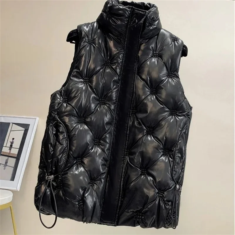 2024 Down Cotton Vest Jacket Women Autumn Winter New Large Size Stand Collar Sleeveless Coat High Quality Female Waistcoat Tops