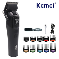 9000RPM Kemei KM-1858 Professional Hair Clipper for Men DLC Blade LED Display Cordless Hair Cutting Machine Hair Trimmer Haircut