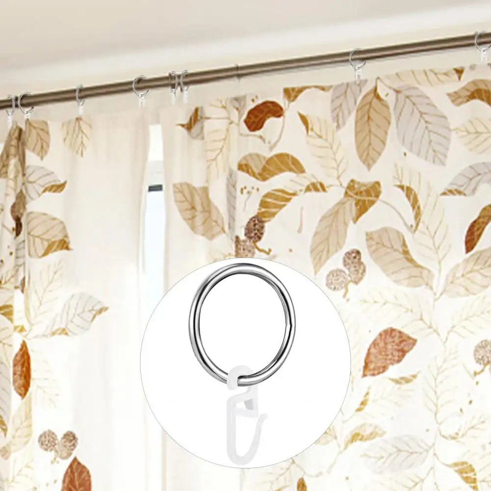 Metal Curtain Hooks 50 Pcs High Strength Shower Curtain Rings Polished Anti-rust Alloy Smooth Sliding Bathroom for Secure