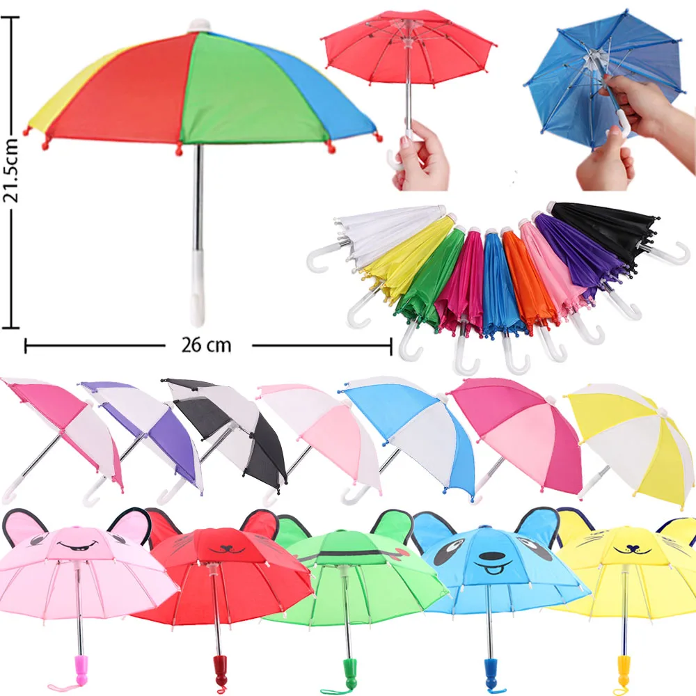 Fashion Doll Umbrella Mini Umbrella Rain Gear For 18Inch American Doll&43Cm Reborn Baby Doll Our Generation Doll Accessories Toy